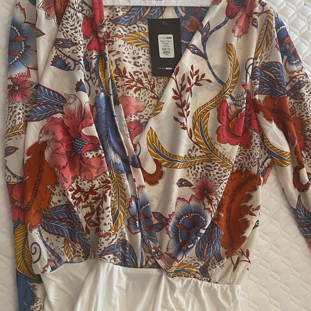 Fashion Nova Multicolor Floral Blouse NWT